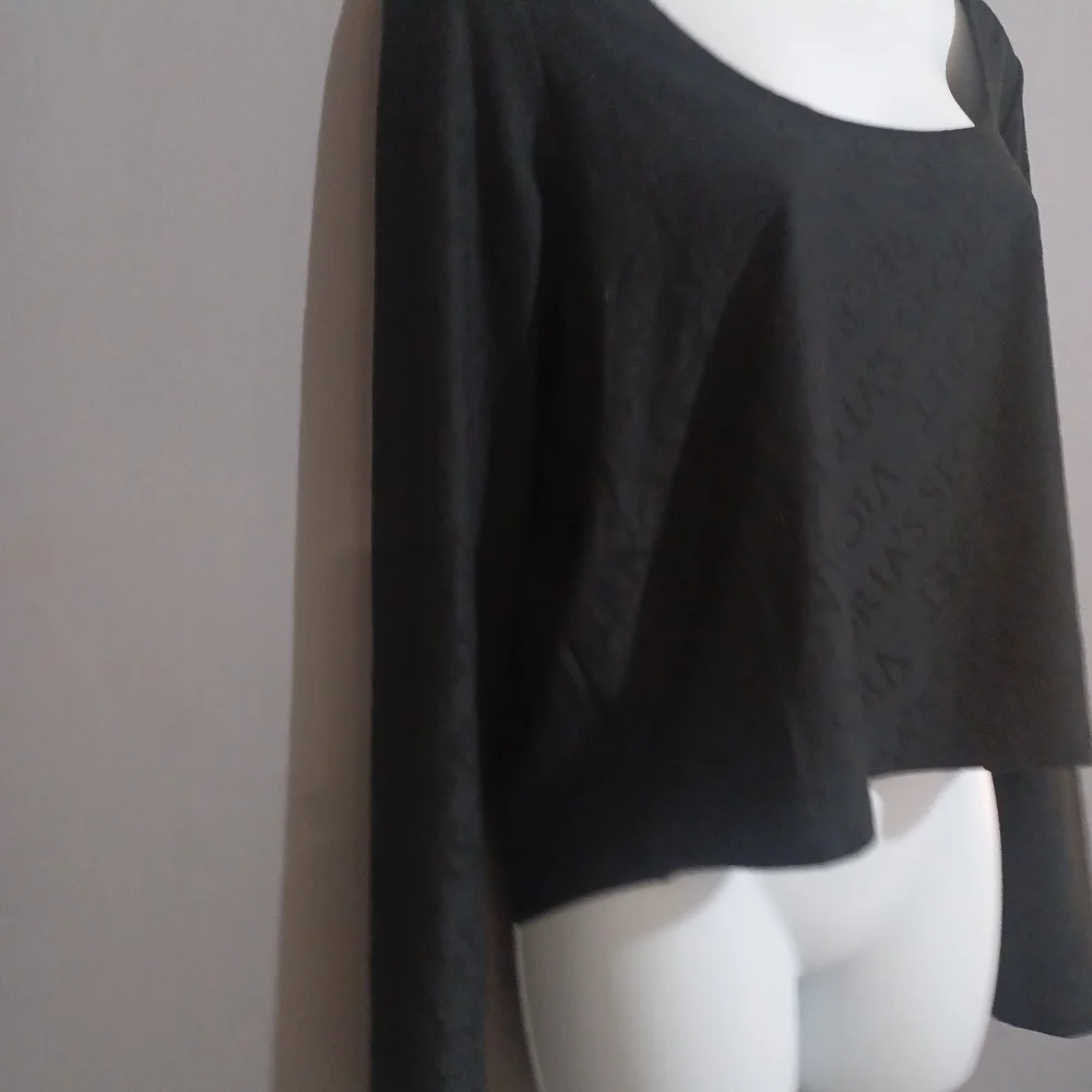 Victoria Secret top black NWT scoop neck texture spellout sz XXL